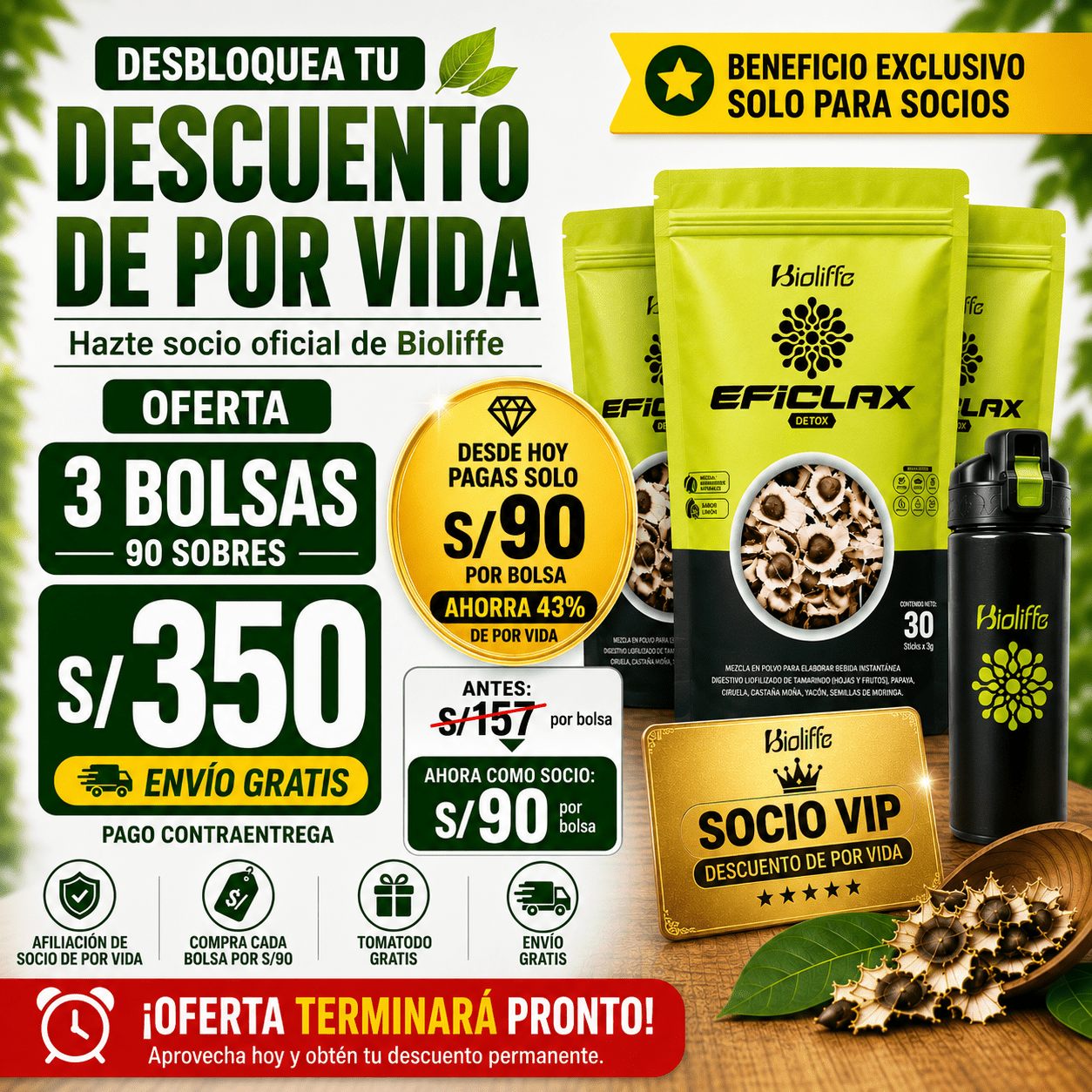 Eficlax™ Detox Limpiador – Pack Socio VIP | 3 Bolsas + Beneficios Exclusivos